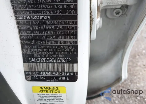 2016 Land Rover Discovery Sport Hse из США, поврежденный, VIN SALCR2BG9GH629382